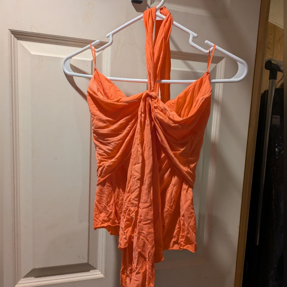 Express Vibrant Orange Halter Top